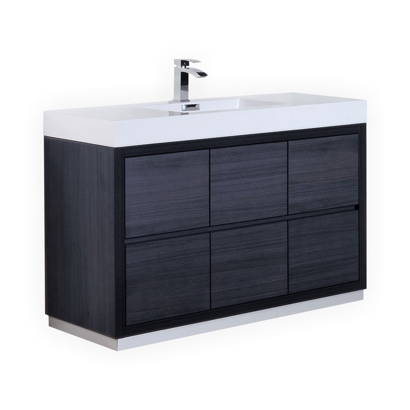 Modern Lux 60" Single Sink Gray Oak Free Standing Modern Bathroom Vanity