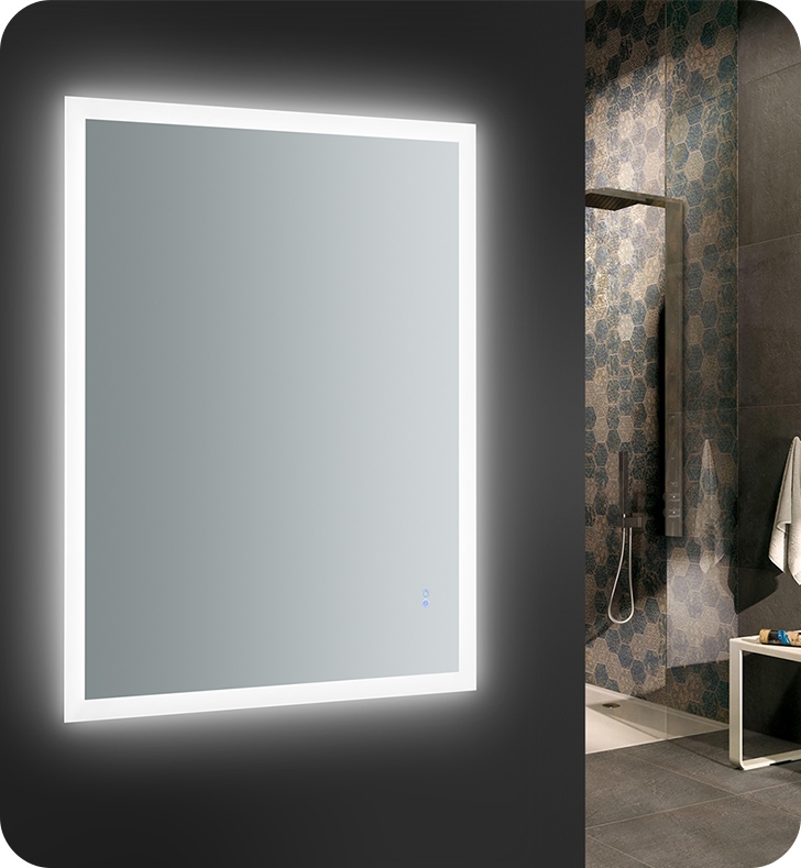 48" Wide x 36" Tall Bathroom Mirror w/ Halo Style LED Lighting and Defogger