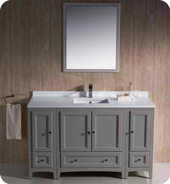 54" Traditional Bathroom Vanity Gray Finish