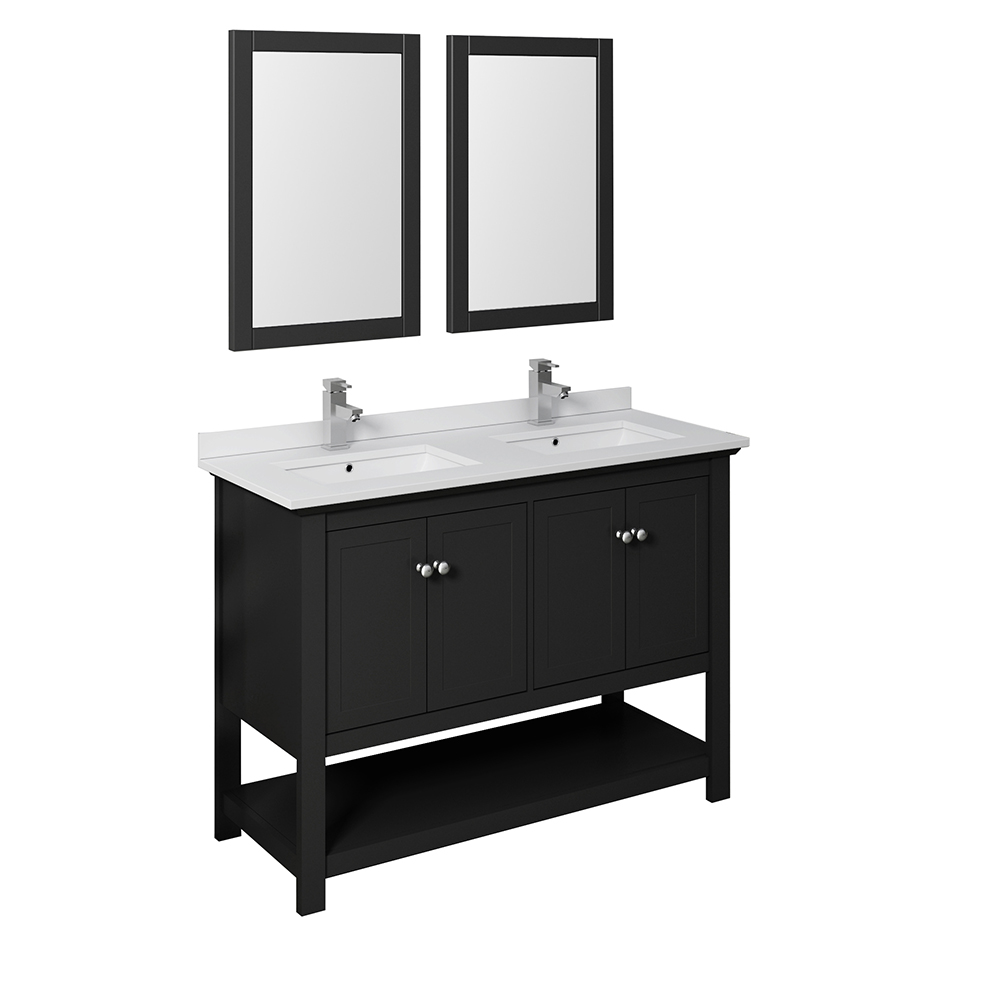 48" Traditional Double Sink Bathroom Vanity with Mirrors and Color Options