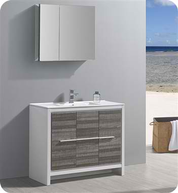 40" Modern Bathroom Vanity with Medicine Cabinet, Ash Gray Finish