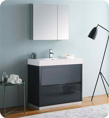 36" Free Standing Modern Bathroom Vanity with Medicine Cabinet, Faucets and Color Option