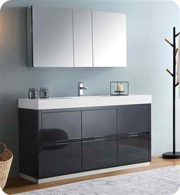 60" Free Standing Modern Bathroom Vanity with Medicine Cabinet, Faucet and Color Options