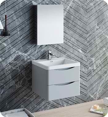 24" Wall Hung Modern Bathroom Vanity with Medicine Cabinet, Faucet and Color Options