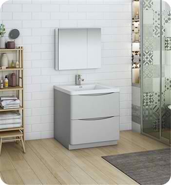 32" Free Standing Modern Bathroom Vanity with Medicine Cabinet