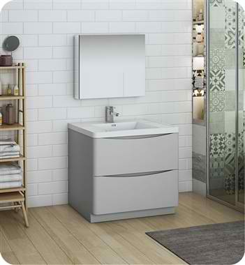 36" Free Standing Modern Bathroom Vanity with Medicine Cabinet, Faucets and Color Options