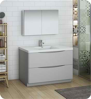 48" Free Standing Modern Bathroom Vanity with Medicine Cabinet, Faucets and Color Options