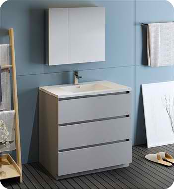36" Free Standing Modern Bathroom Vanity with Medicine Cabinet, Faucet and Color Options