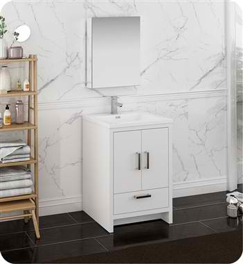 24" Free Standing Modern Bathroom Vanity with Medicine Cabinet, Faucet and Color Options