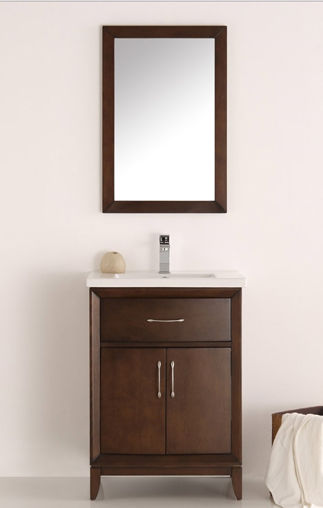 24" Antique Coffee Traditional Bathroom Vanity in Faucet Option