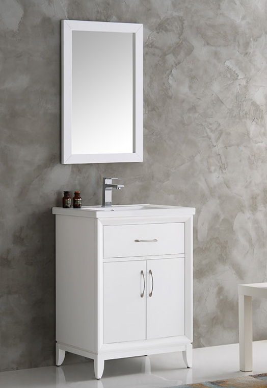 24" White Traditional Bathroom Vanity in Faucet Option
