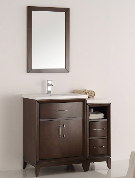 36" Antique Coffee Traditional Bathroom Vanity in Faucet Option