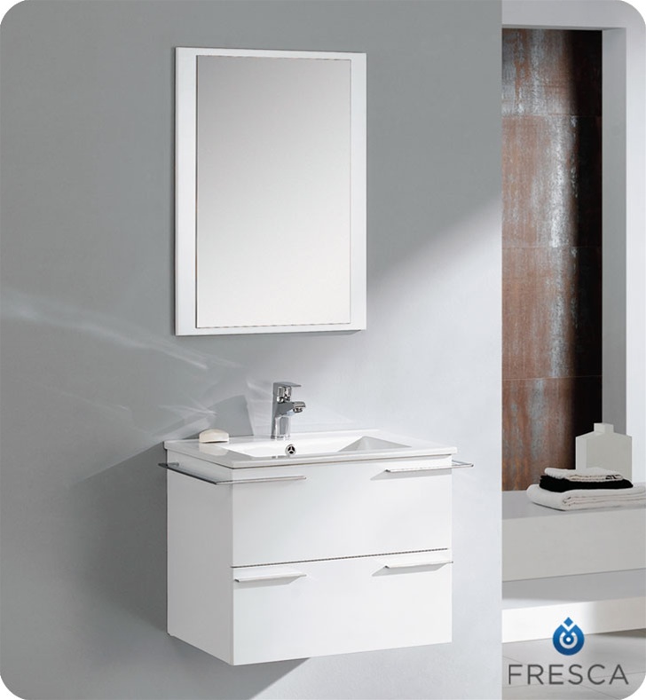 White 24" Modern Bathroom Vanity | Compact Bathroom Vanities