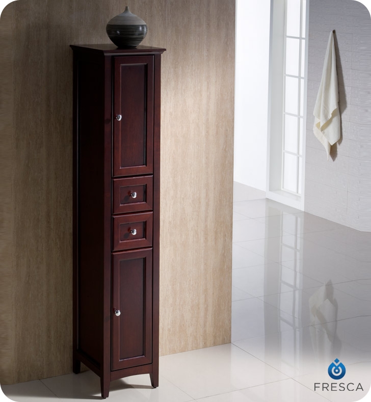 Fresca Oxford 14" Tall Linen Side Cabinet Mahogany Finish