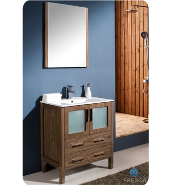 30" Walnut Modern Bathroom Vanity