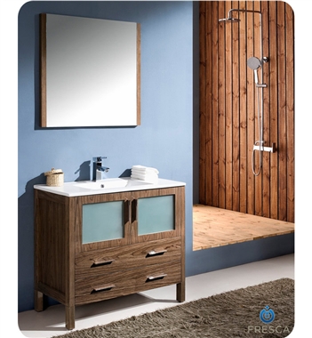 36" Walnut Modern Bathroom Vanity