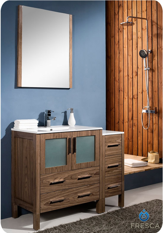 42 inch Walnut Modern Bathroom Vanity