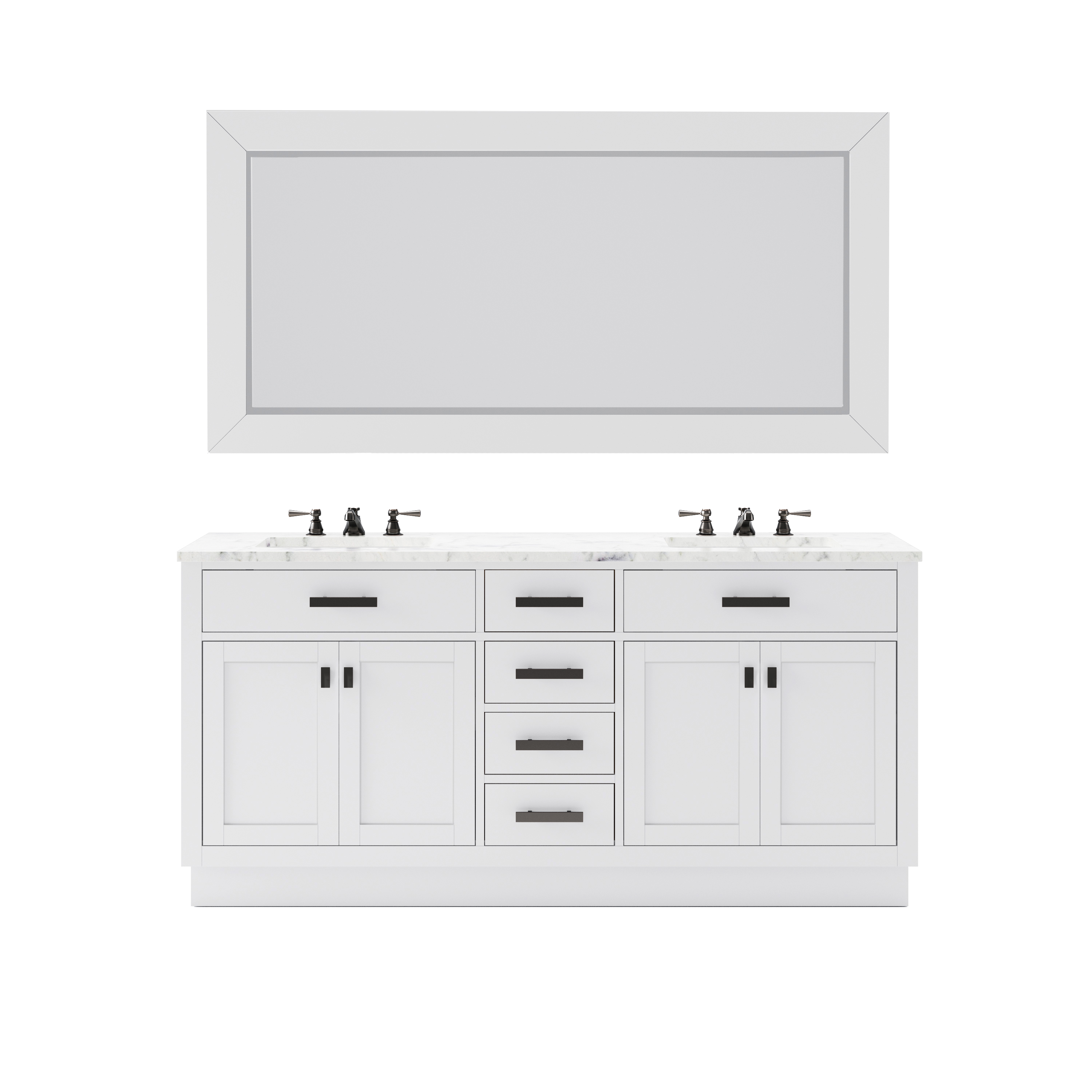 72" Double Sink Carrara White Marble Countertop Bath Vanity in Pure White with Faucet and Mirror Options