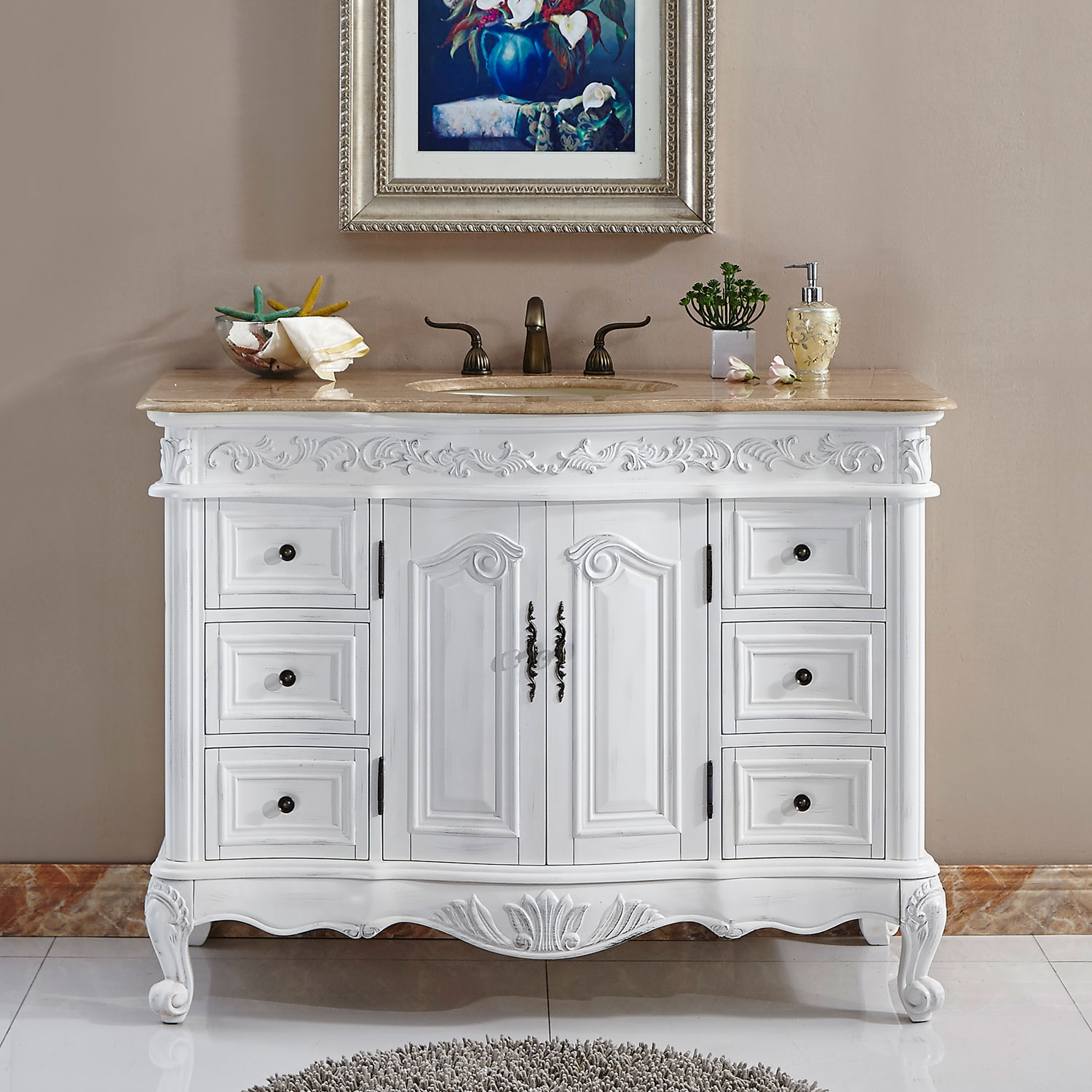 Accord Antique 48 inch Single Bathroom Vanity French Edged Top