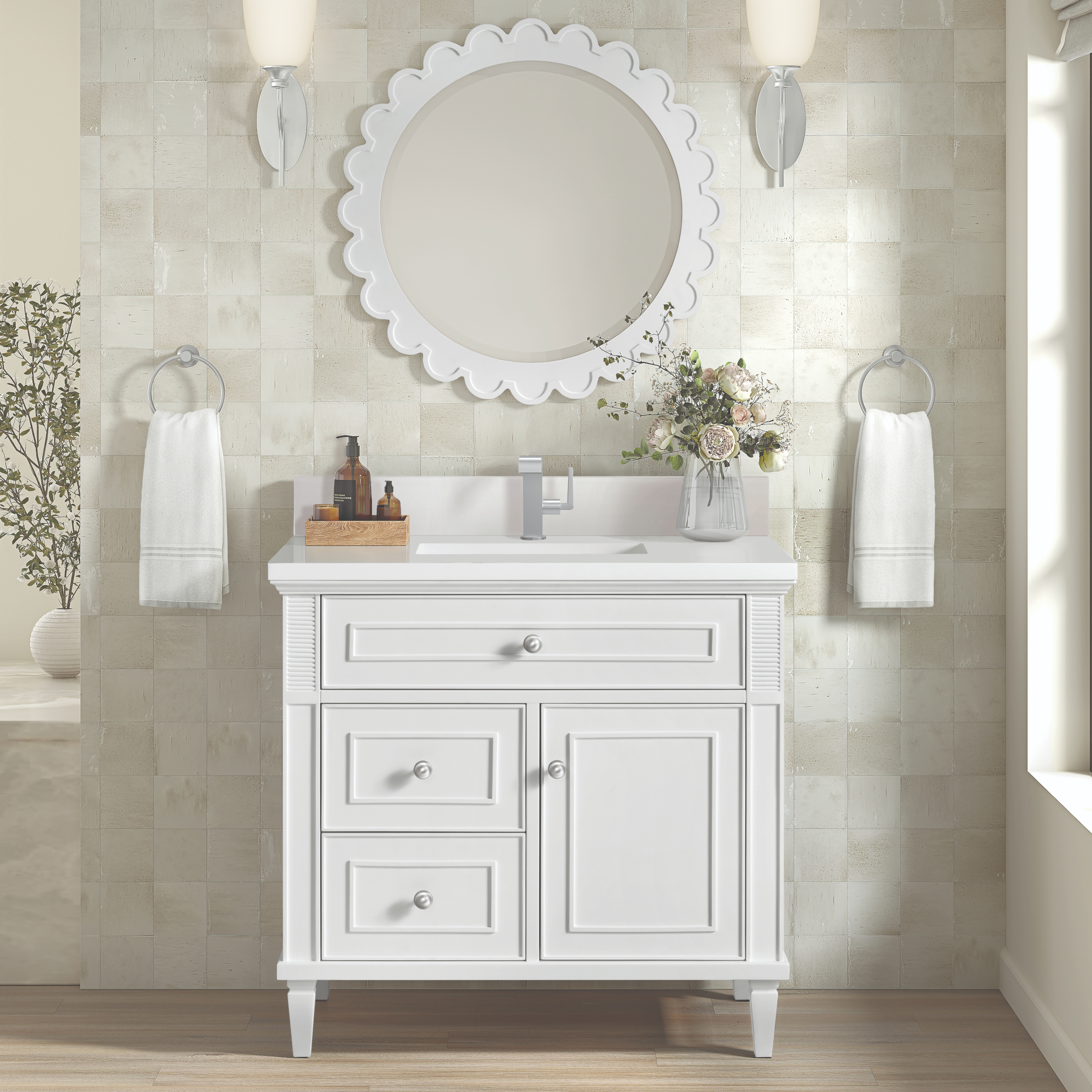 James Martin Lorelai 36" Single Vanity, Bright White