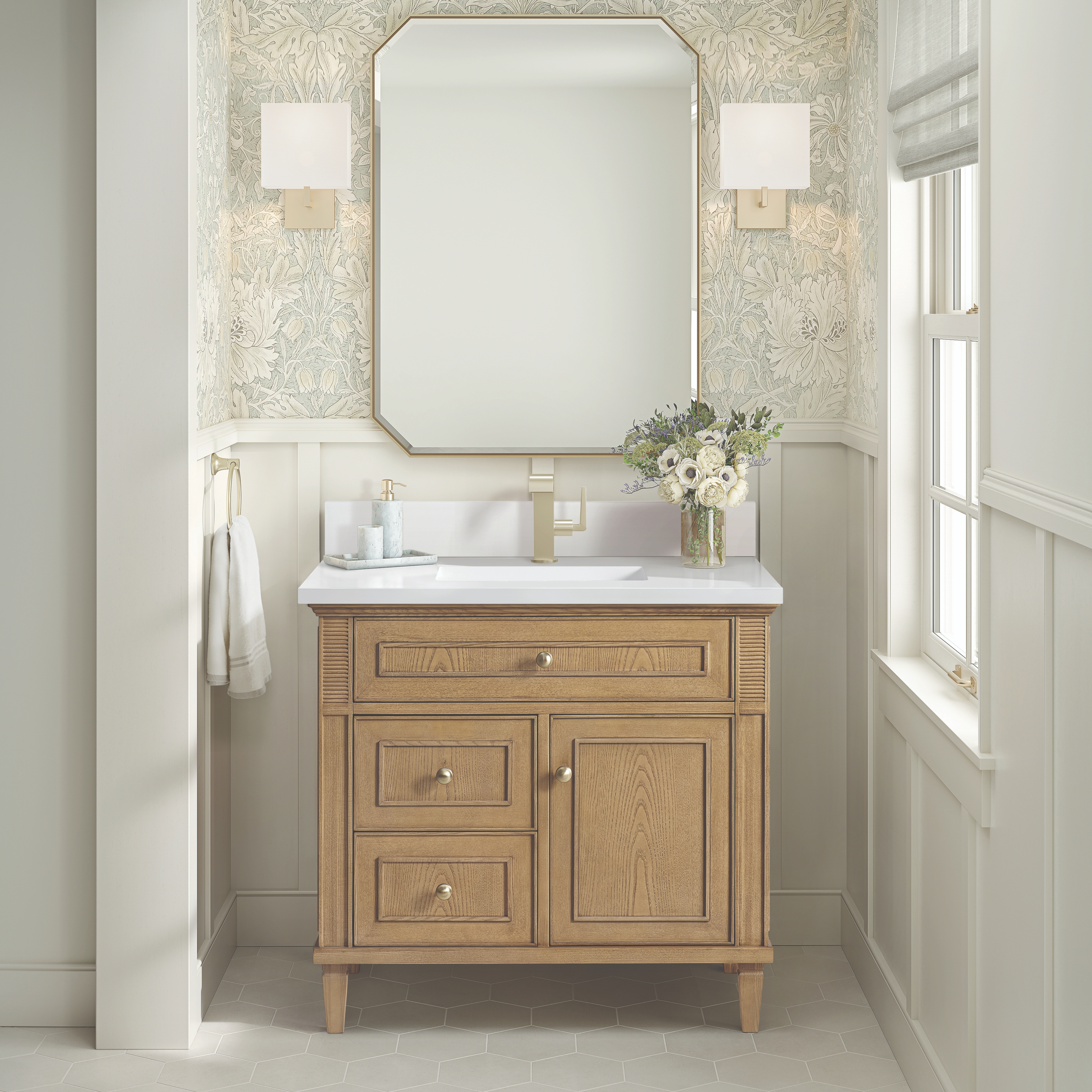 James Martin Lorelai 36" Single Vanity, Light Natural Oak