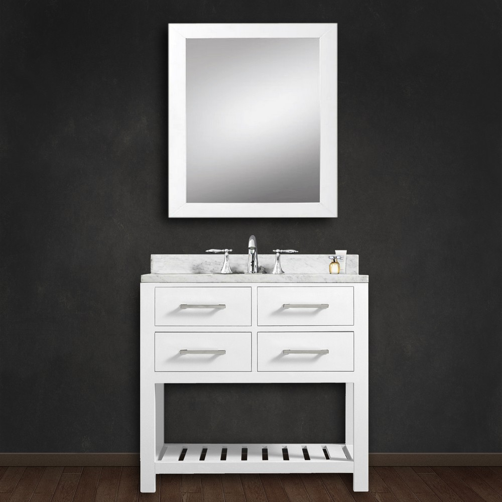 30 inch White Finish Single Sink Bathroom Vanity