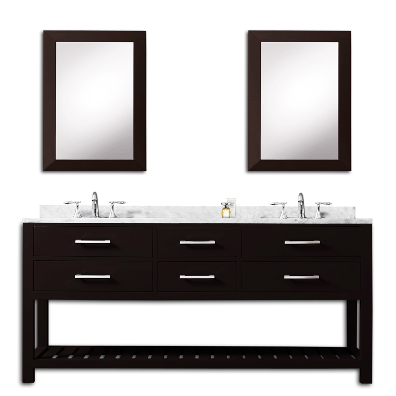 60 inch Espresso Double Sink Bathroom Vanity Two Mirrors