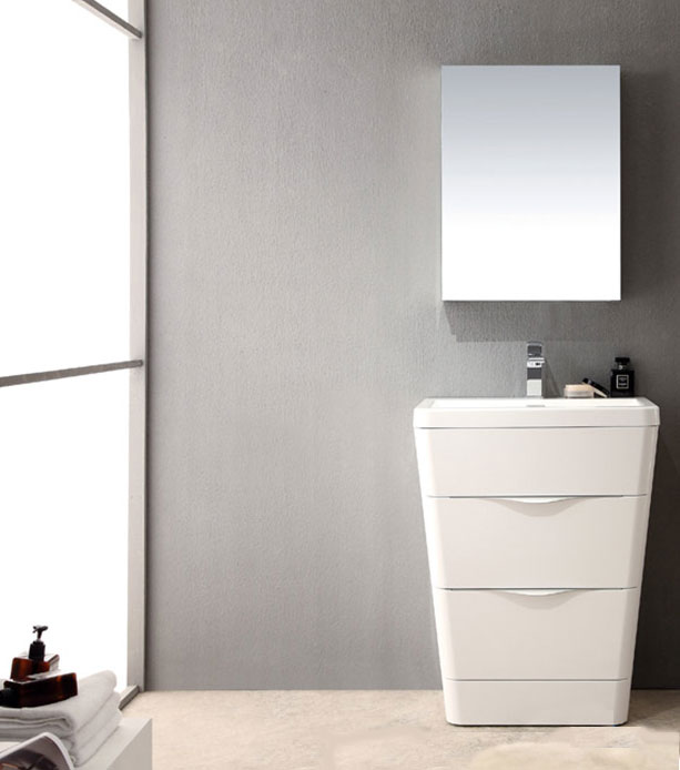 25 inch Modern Bathroom Vanity White Finish