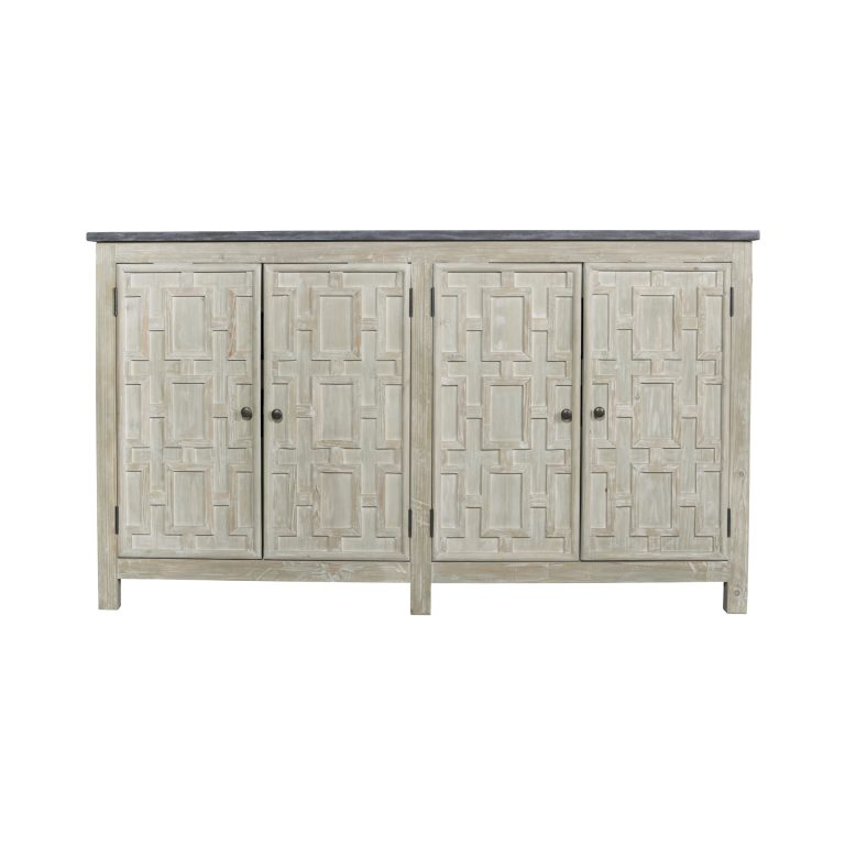 Remi Frank Design 63" Cross Link Double Bath Vanity with Wash Pine Finish and Natural Asian Blue Stone Top