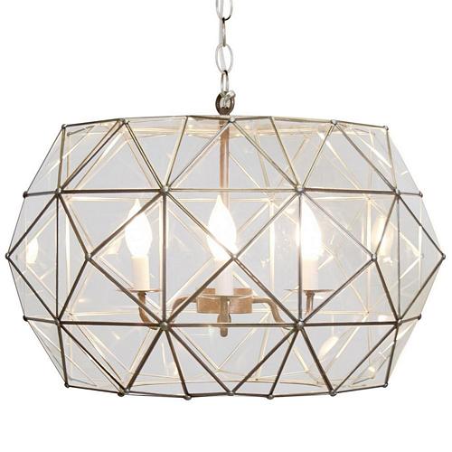 Tin and Clear Glass Chandelier
