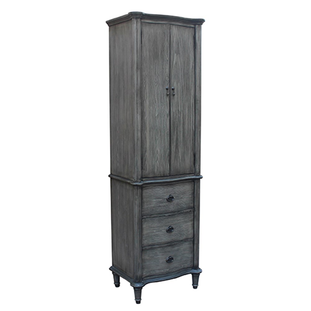 Rustic Linen Cabinet Gray Oak Finish, Floor-standing Linen Tower