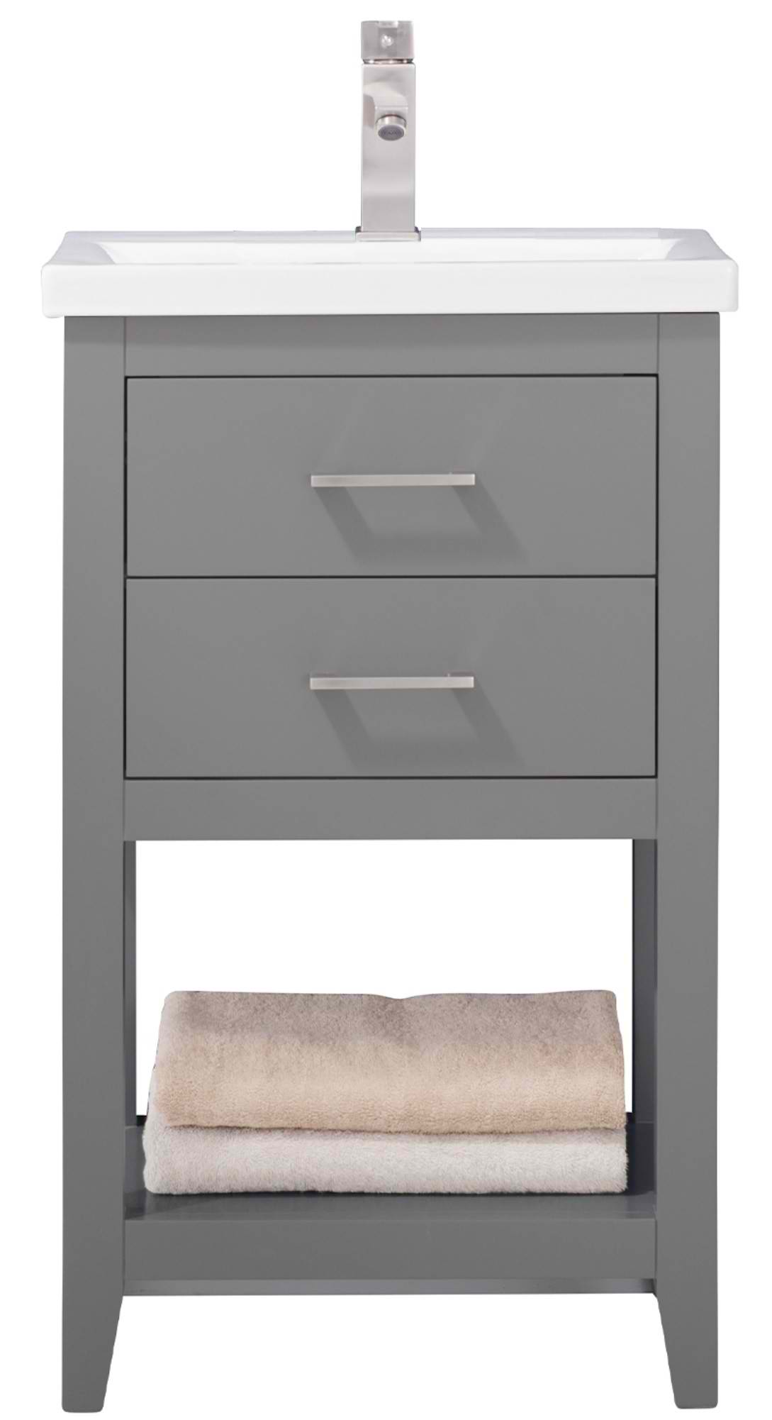 20" Modern Single Sink Vanity with Porcelain Integrated Counterop and Sink in Gray Finish
