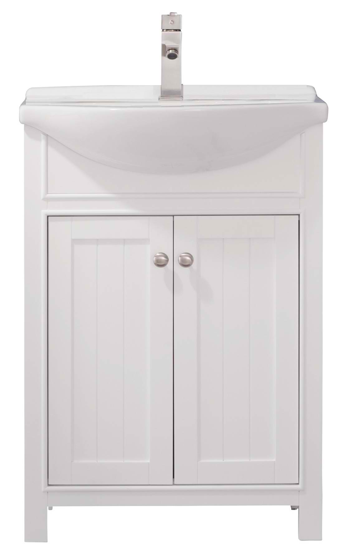 Transitional 24" Single Sink Vanity with Porcelain Integrated Counterop and Sink in White Finish