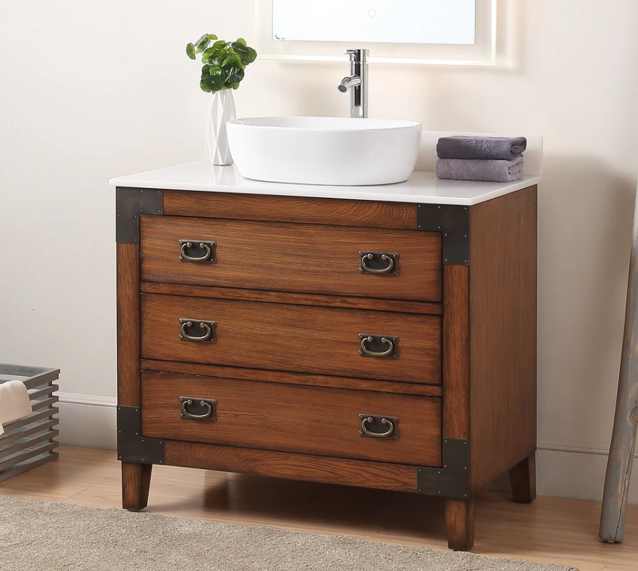 36 inch Adelina All Wood Construction Vessel Sink Bathroom Vanity