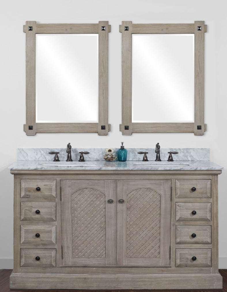 60 inch Double Sink Rustic Bathroom Vanity with Top option 