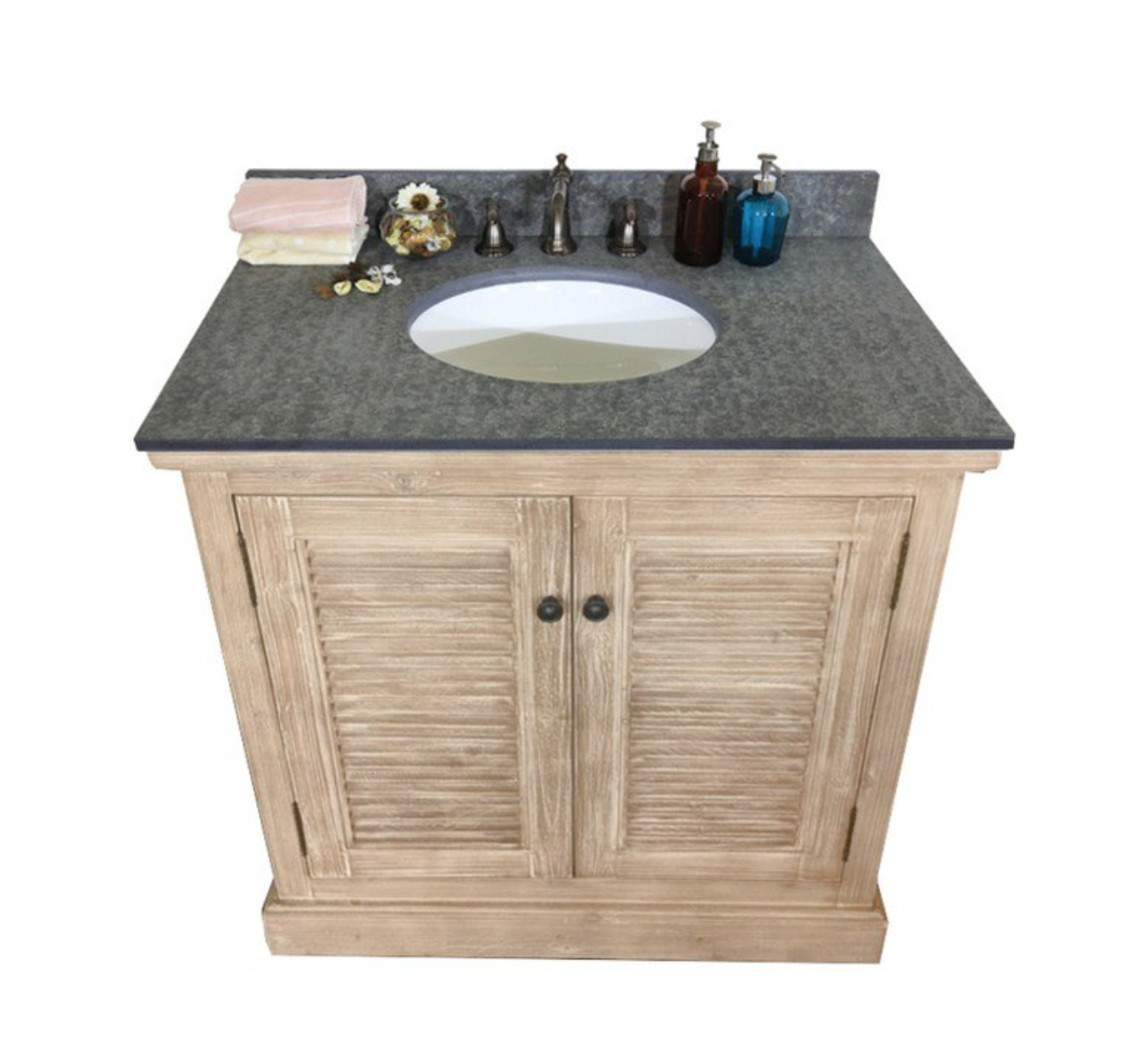 36 inch Single Sink Rustic Bathroom Vanity Driftwood Finish with Top Option  