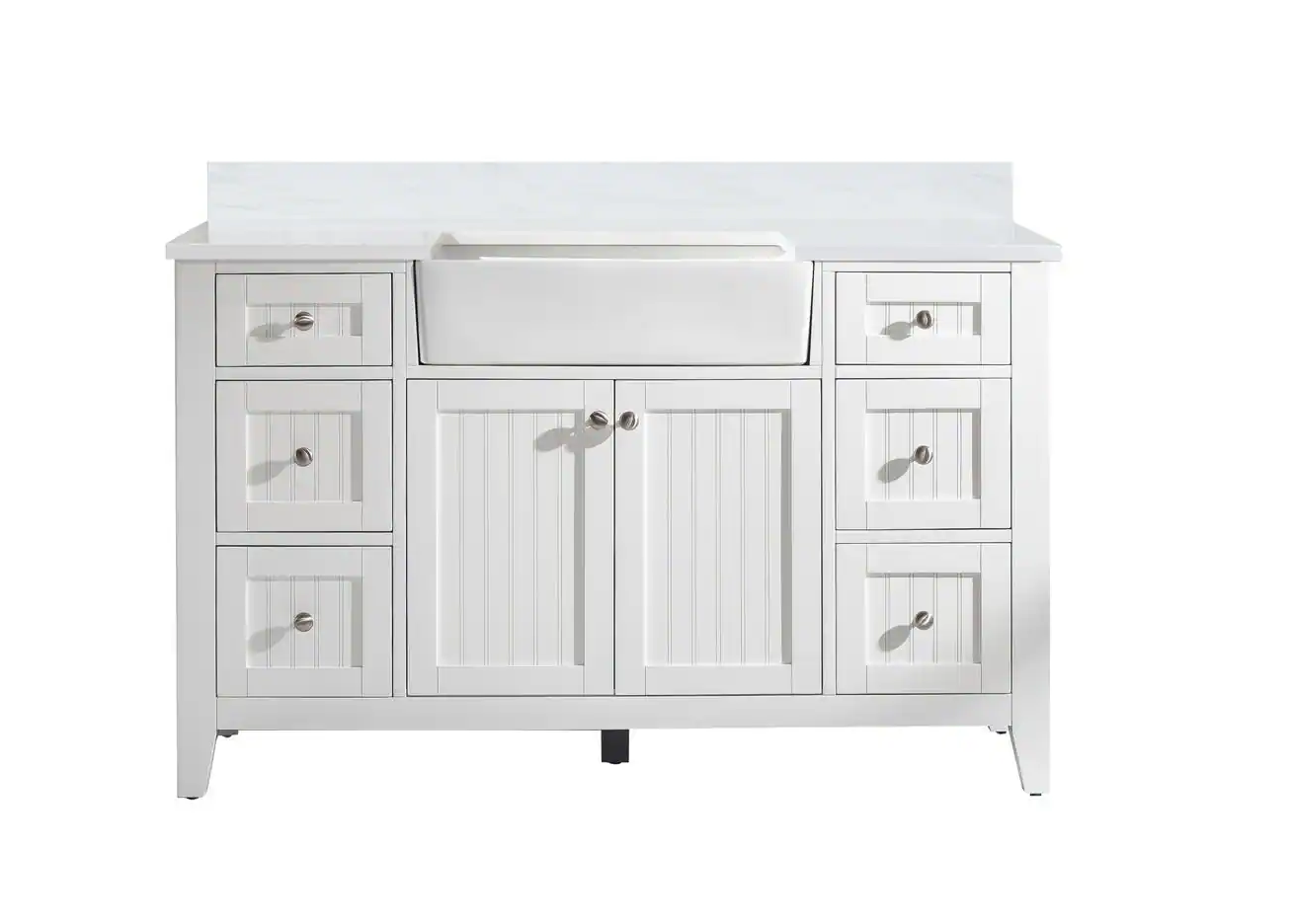 54" W x 22" D Bath Vanity in White with Quartz Vanity Top in White with White Basin