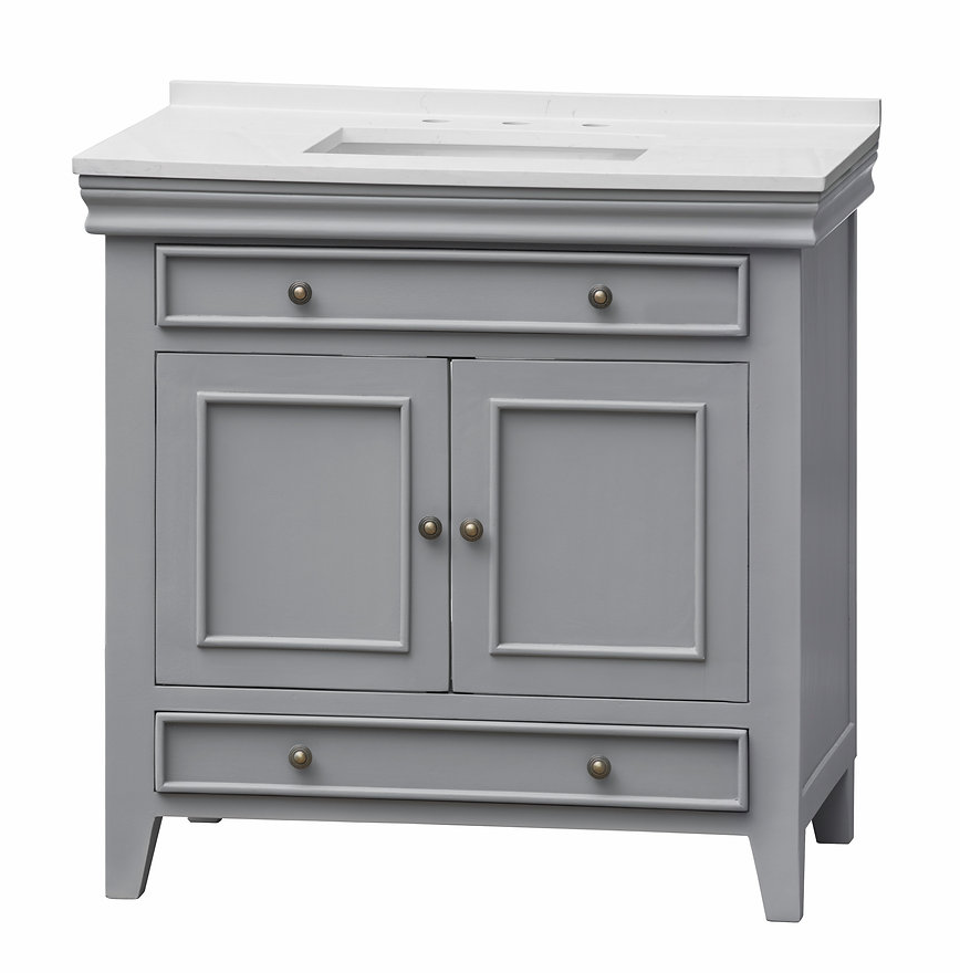 36" Single Sink White with Grey Veining in Gray Paint Finish 36" Single Sink White with Grey Veining in Gray Paint Finish