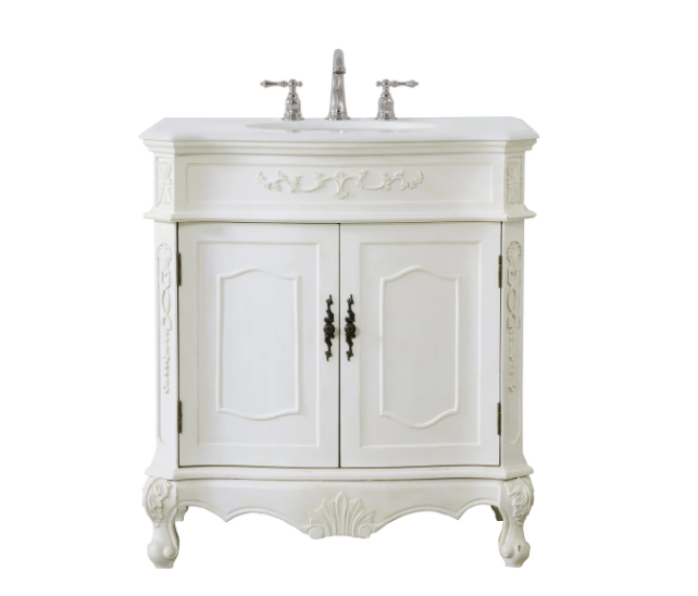 Adelina 32" Single Bathroom Vanity in Antique White Finish 