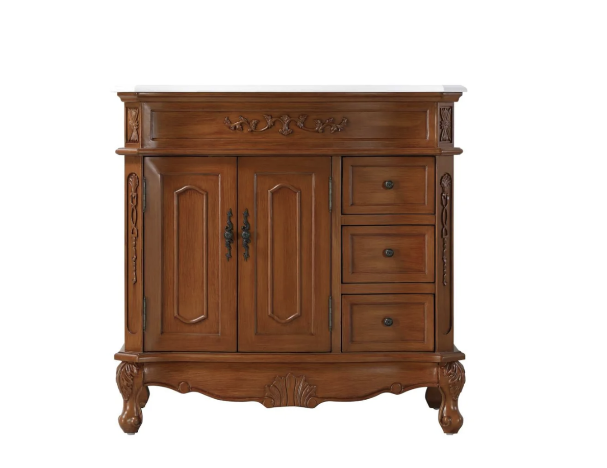 Adelina 36" Single Bathroom Vanity in Teak Finish 