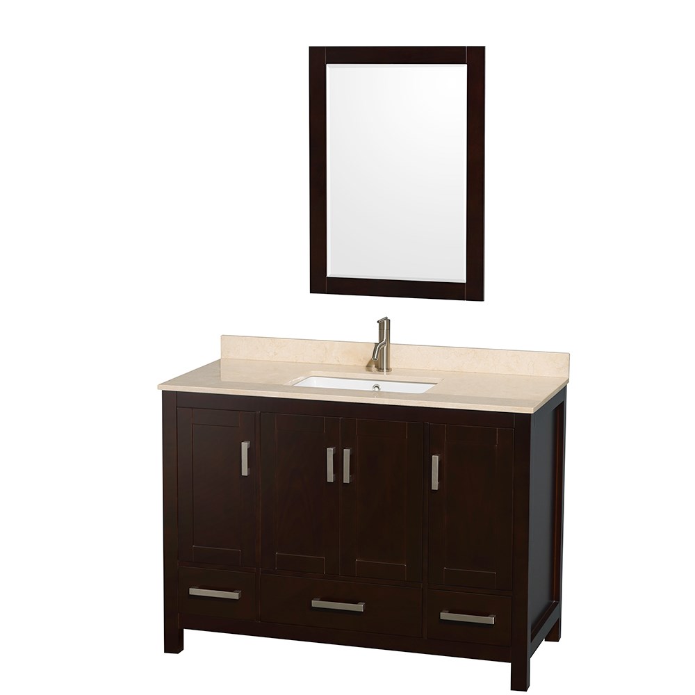 Sheffield 48" Single Bathroom Vanity in Espresso with Countertop, Undermount Sink, and Mirror Options