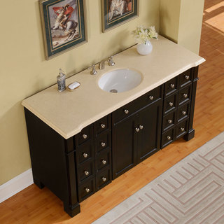 Accord Traditional 60 inch Bathroom Double Sink Vanity Crema Marfil Marble Top