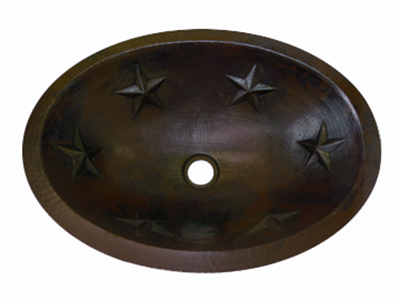 Soci Copper Oval Star Sink Chocolate Finish, Finest Handmade
