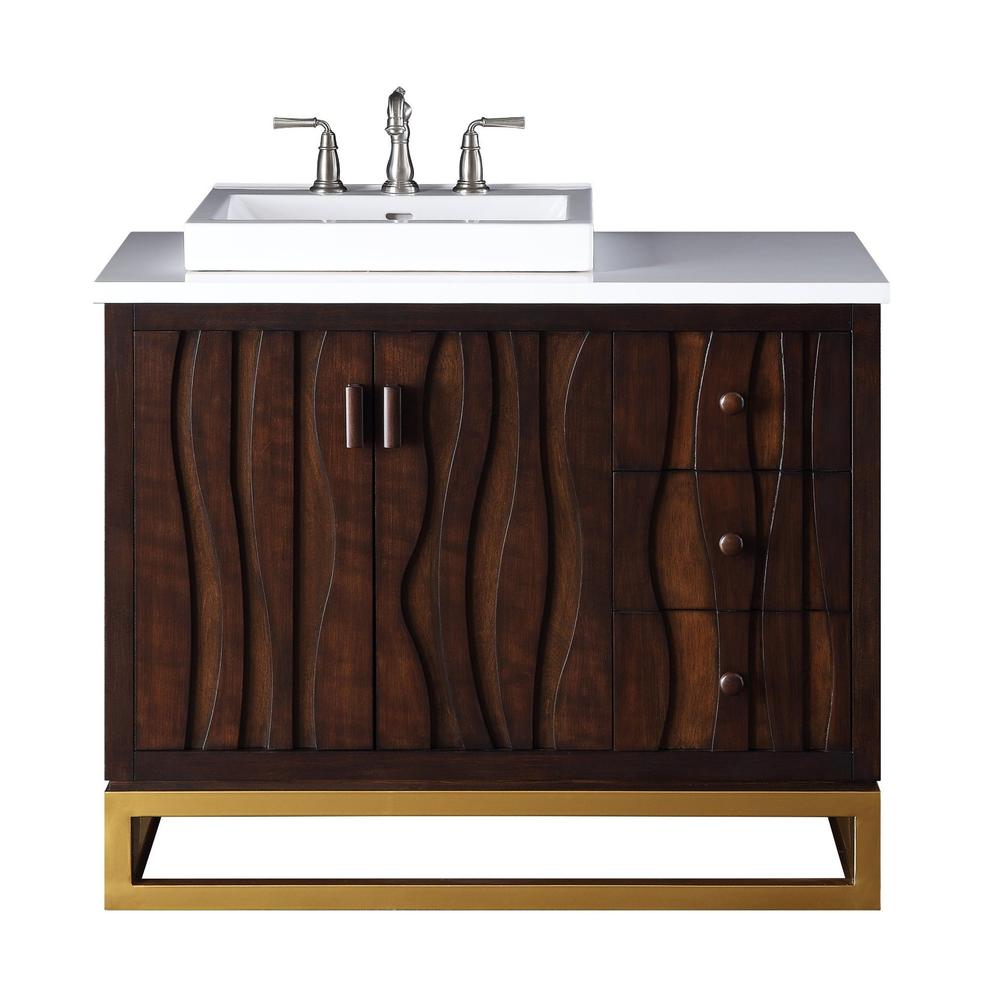 Adelina 42" Contemporary Collection Italian Wenge Vanity Quartz Stone Top 