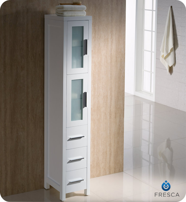 Torino White Tall Bathroom Linen Side Cabinet Torino White Tall Bathroom Linen Side Cabinet