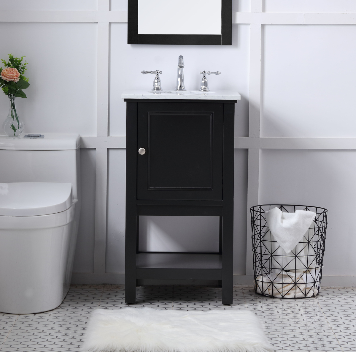 Modern Fitting 19" Single Bathroom Vanity in Black Finish 