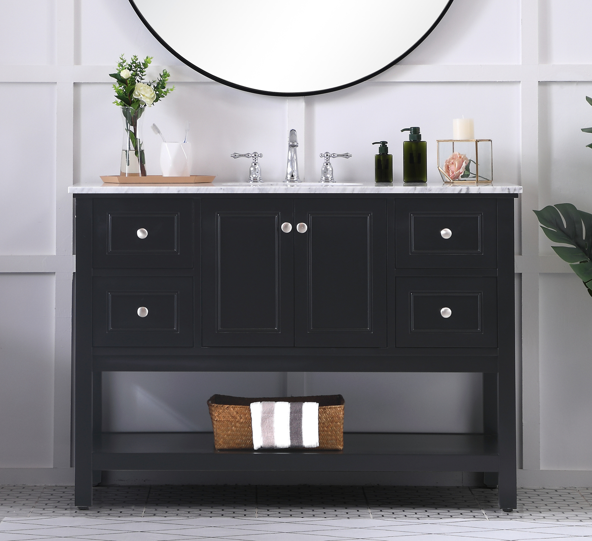 Modern Fitting 48" Single Bathroom Vanity in Black Finish Modern Fitting 48" Single Bathroom Vanity in Black Finish