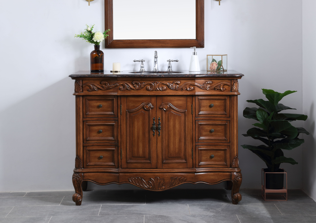 48 in. Single Bathroom Vanity Set in Teak Finish