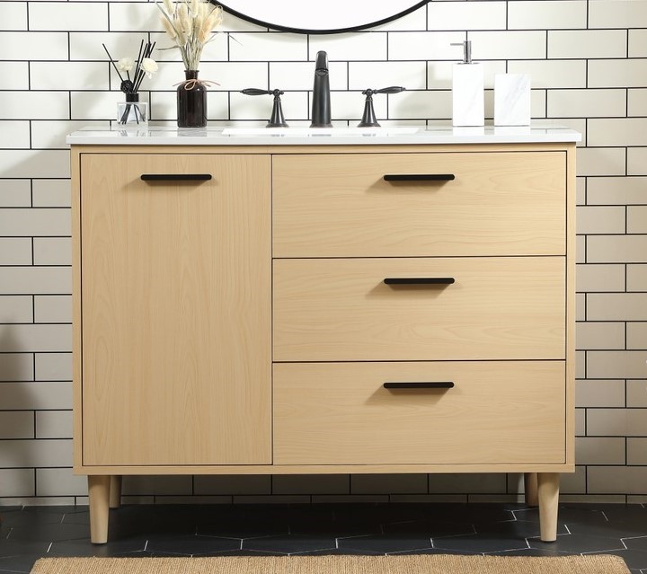 42 inch Modern Fitting Bathroom Vanity in Maple with Backsplash Option 42 inch Modern Fitting Bathroom Vanity in Maple with Backsplash Option