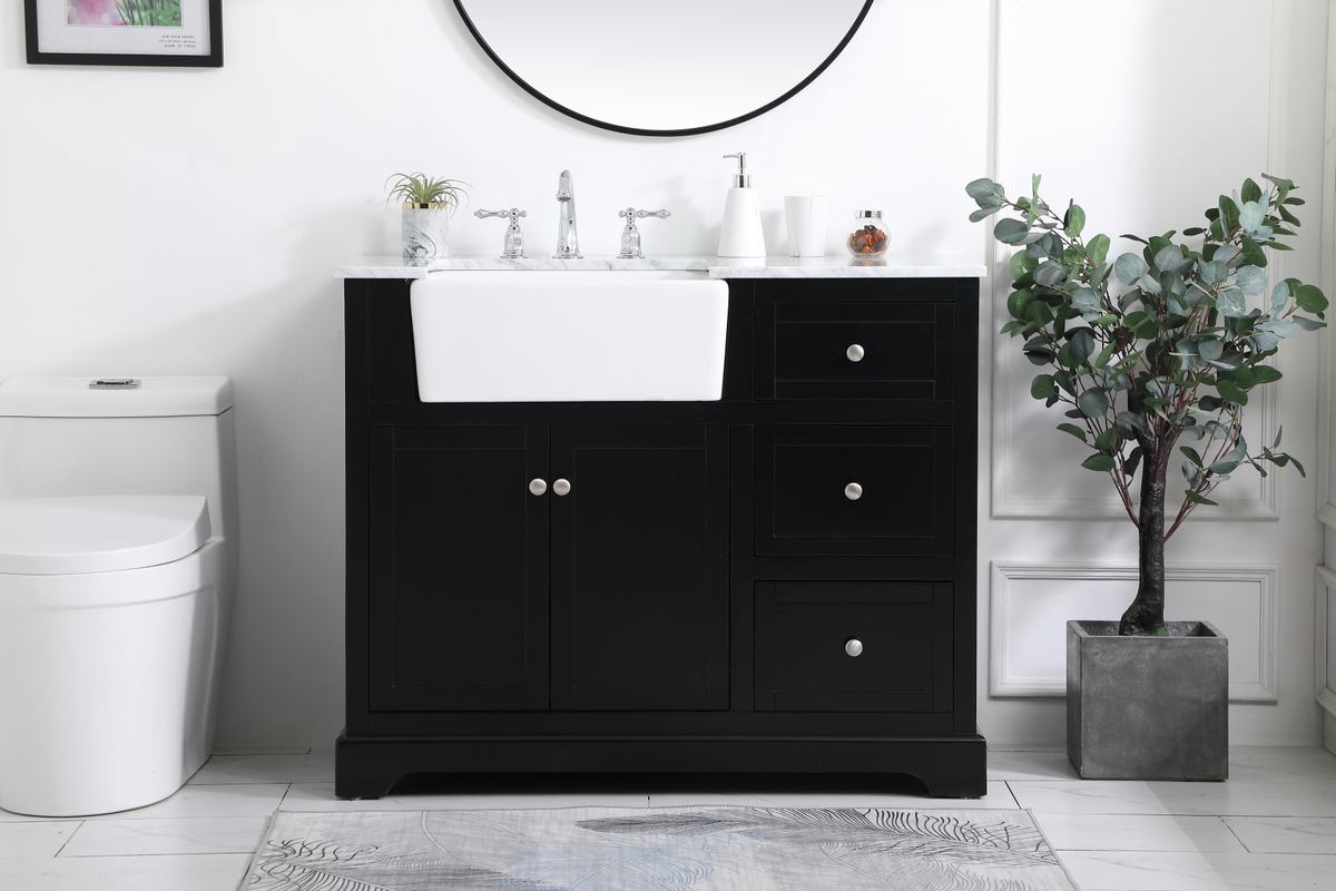 Modern Fitting 42 inch Single Bathroom Vanity in Black with Backsplash Option